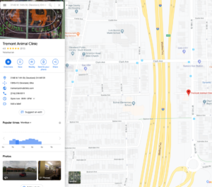 Google Map Screen Shot veterinary Hospital