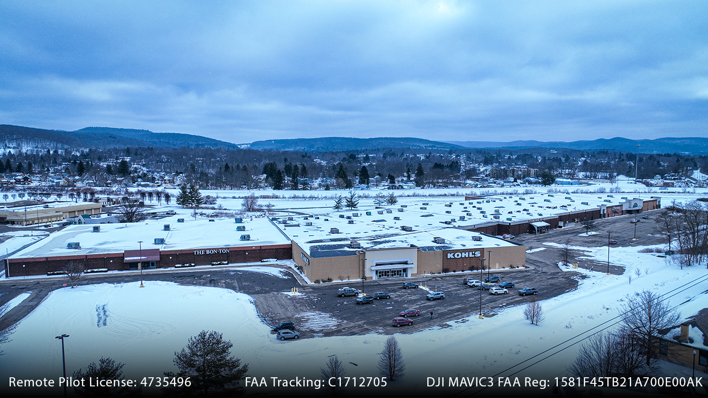 Commercial Drone Photo of a mall in Olean, NY.